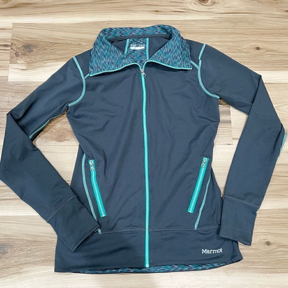 Marmot Full Zip Stretched Activewear Fleece Lined Warm Up Jacket Women’s Small